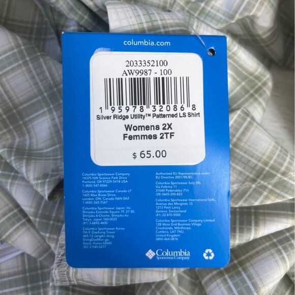 Columbia Plaid LS Shirt Womens 2X Green New Omni Wick Shade Fishing - Picture 14 of 16